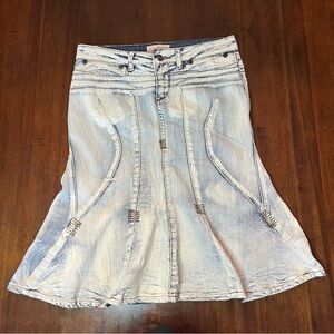 Candie’s Vintage Women’s Y2K Acid Wash Western Style Denim Jean Skirt Size 7